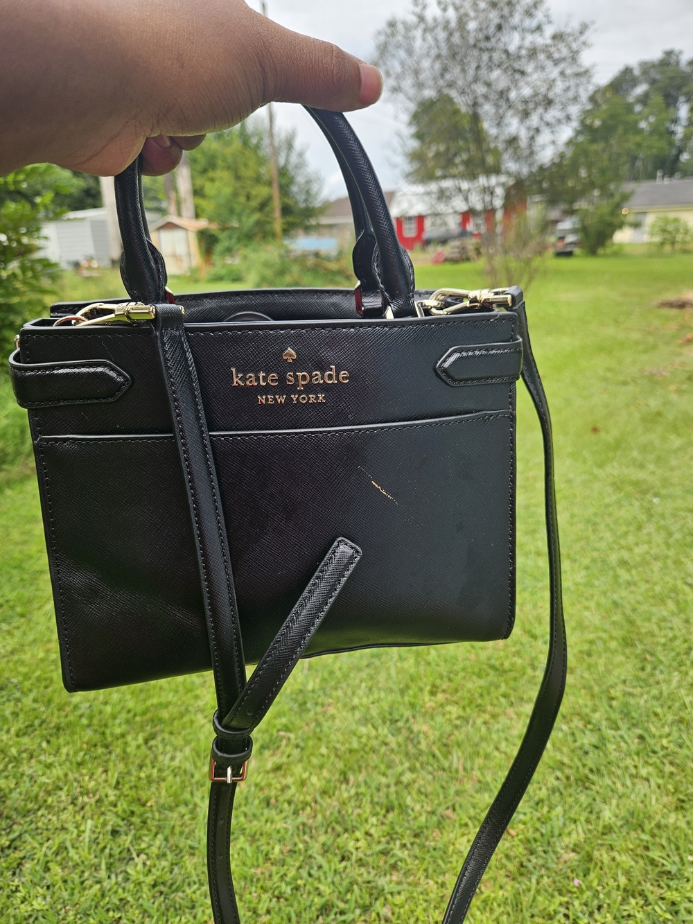 kate spade New York Black Saffiano Leather Top-Handle Crossbody Bag
